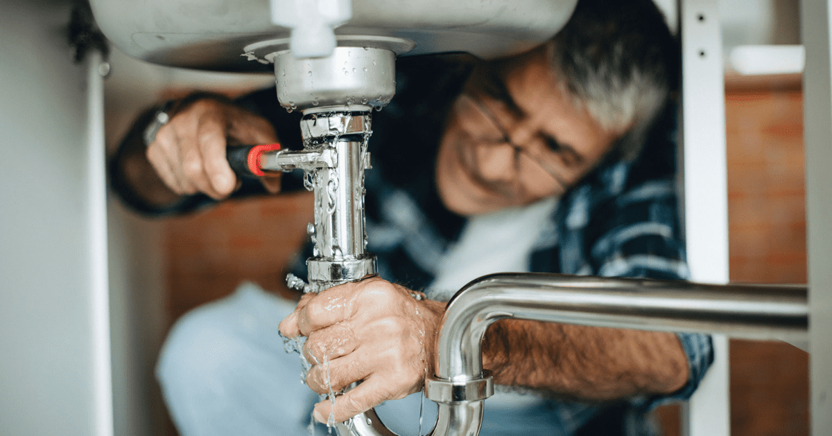 Plumber fixing the kitchen sink